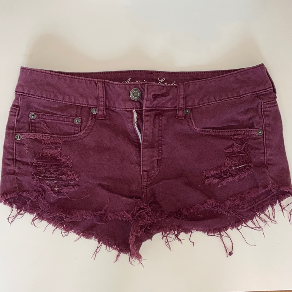 American eagle eggplant jean shorts